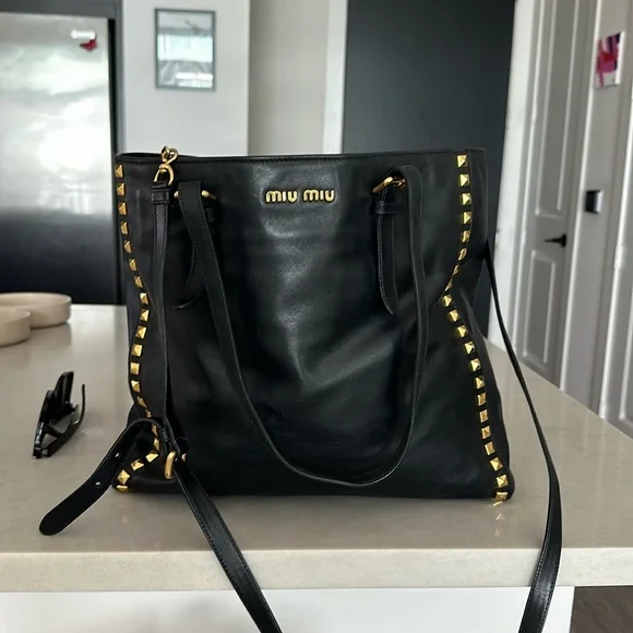 Miu Miu | Bags | Authentic Miu Miu Calf Leather Studs Tote Miu Miu | Bags | Authentic Miu Miu Calf Leather Studs Tote
